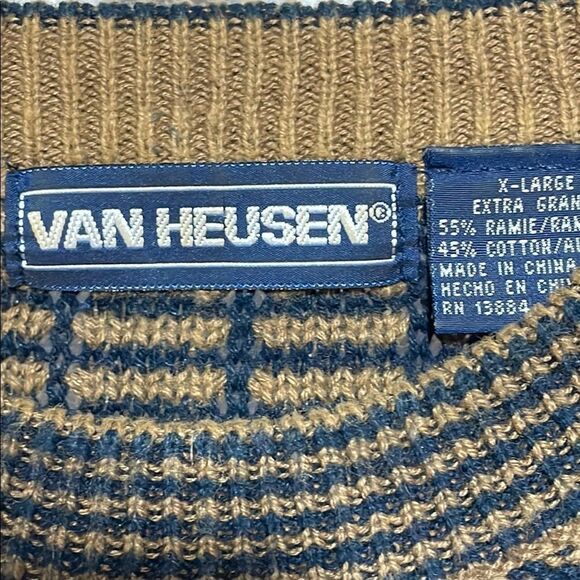Van Heusen Black and Brown Crewneck Sweater Textured Knit - Picture 5 of 8